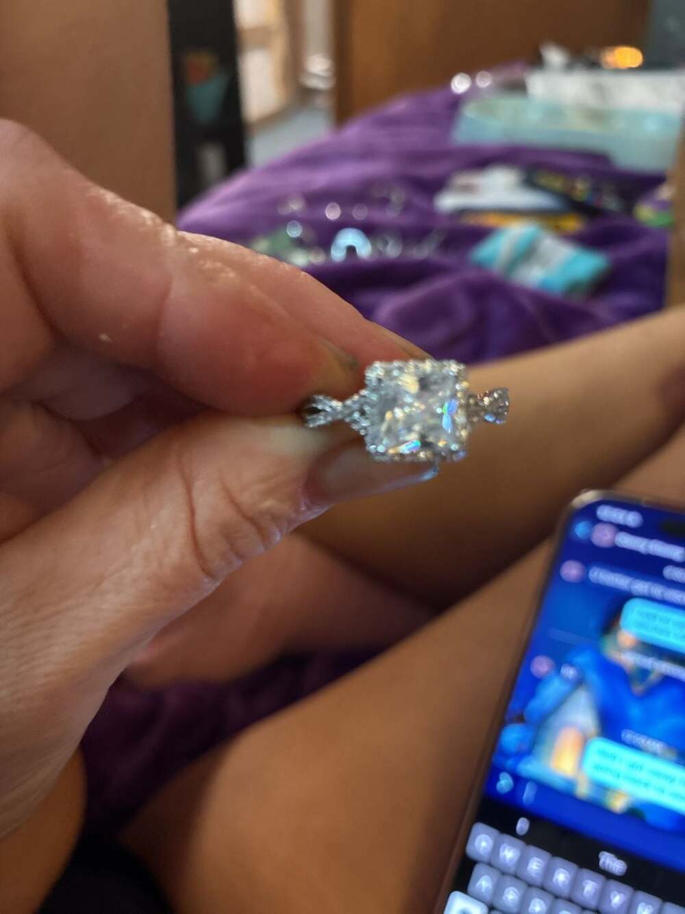 4ct Radiant Cut Mossianite  Vintage Lace Wedding Ring